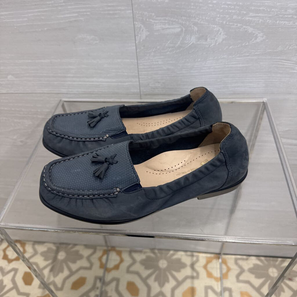 SAS Blue Suede Hope Slip On Tassel Loafers 6.5
