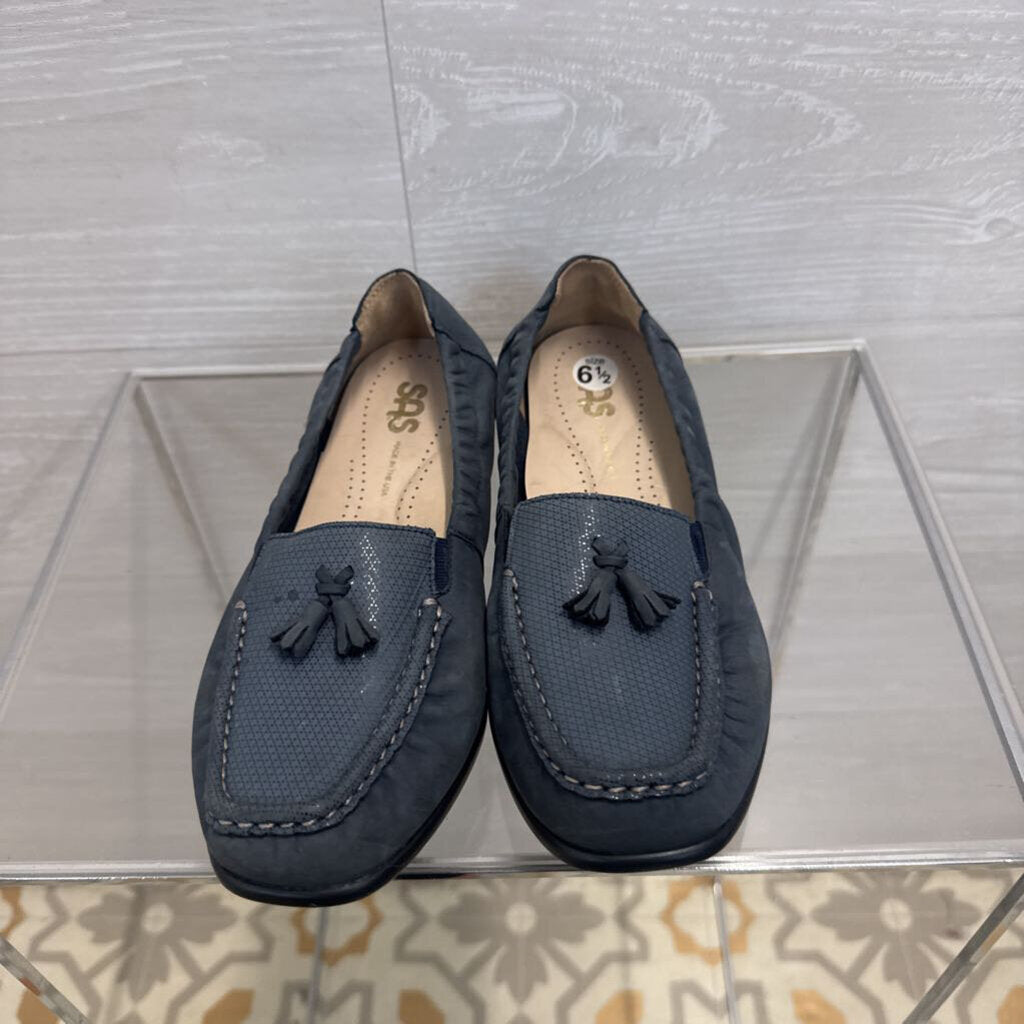 SAS Blue Suede Hope Slip On Tassel Loafers 6.5