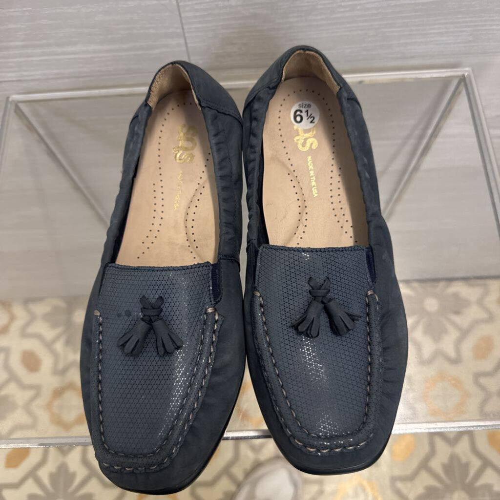 SAS Blue Suede Hope Slip On Tassel Loafers 6.5