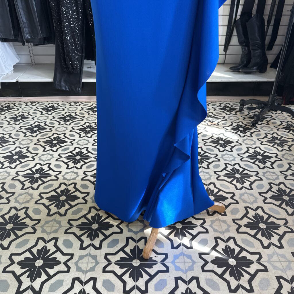 Jessica Howard Royal Blue Sleeveless Floral Detail Long Formal Dress 14