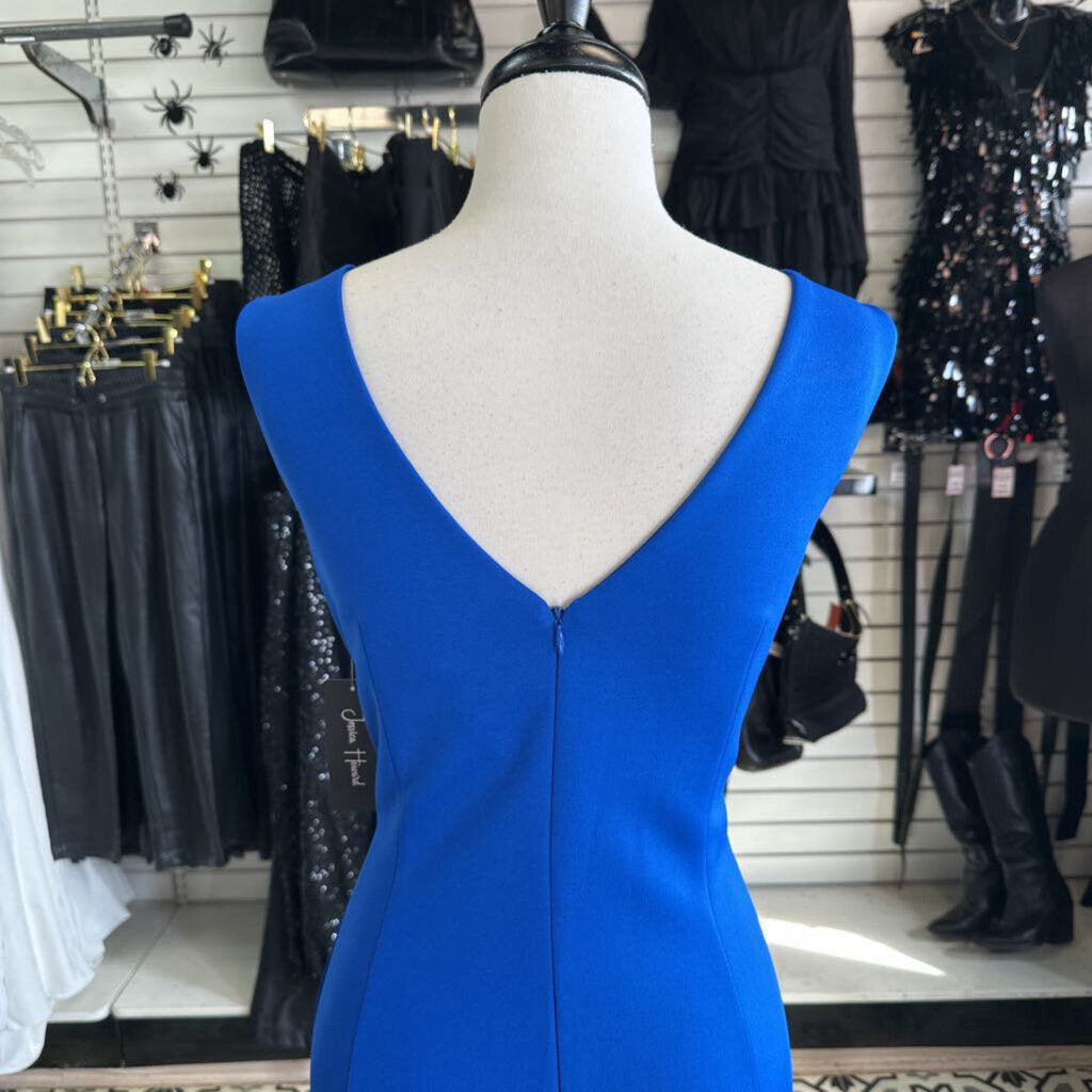 Jessica Howard Royal Blue Sleeveless Floral Detail Long Formal Dress 14