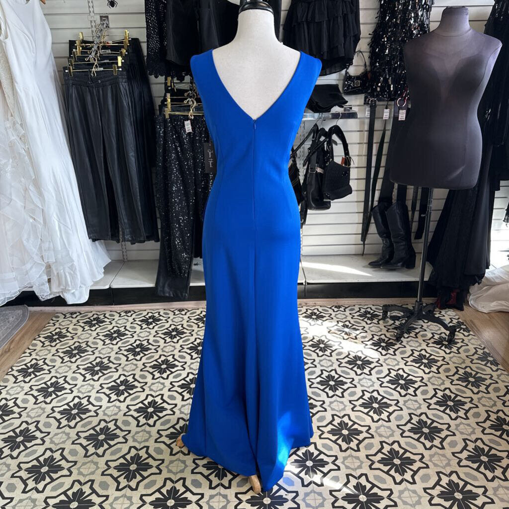 Jessica Howard Royal Blue Sleeveless Floral Detail Long Formal Dress 14