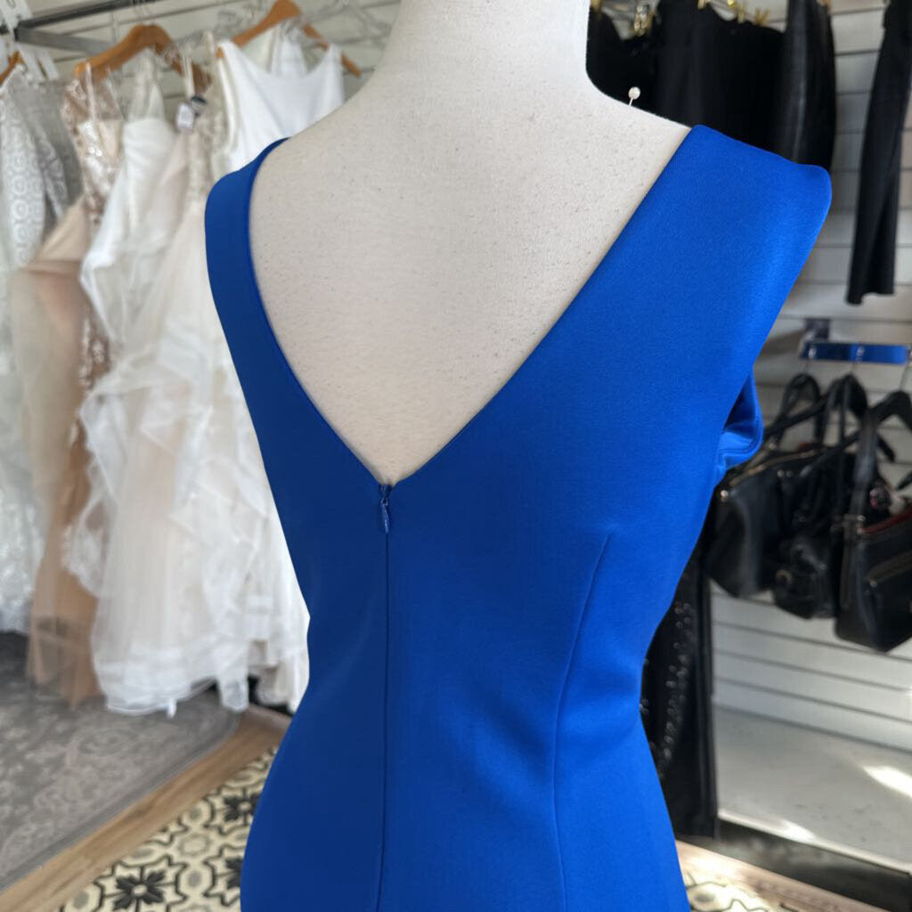 Jessica Howard Royal Blue Sleeveless Floral Detail Long Formal Dress 14