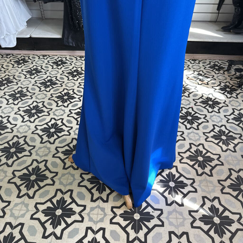 Jessica Howard Royal Blue Sleeveless Floral Detail Long Formal Dress 14