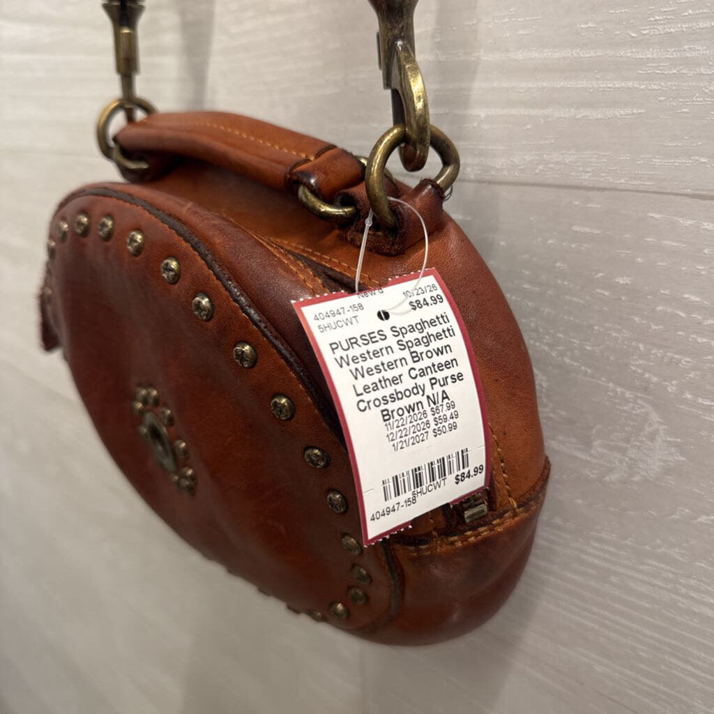 Spaghetti Western Brown Leather Canteen Crossbody Purse