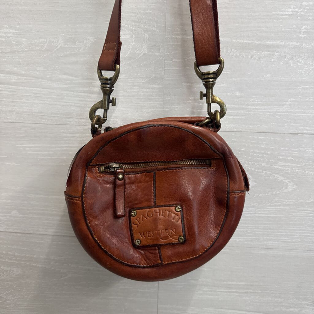 Spaghetti Western Brown Leather Canteen Crossbody Purse