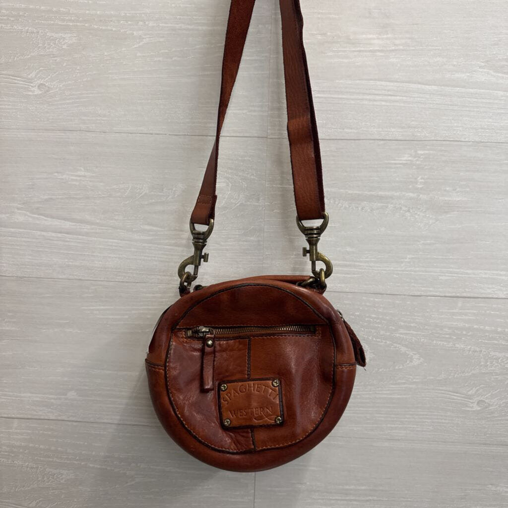 Spaghetti Western Brown Leather Canteen Crossbody Purse