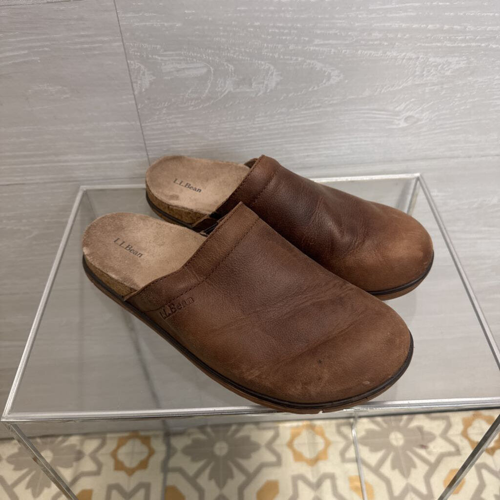 LL Bean Brown Leather Go Anywhere Clogs 9