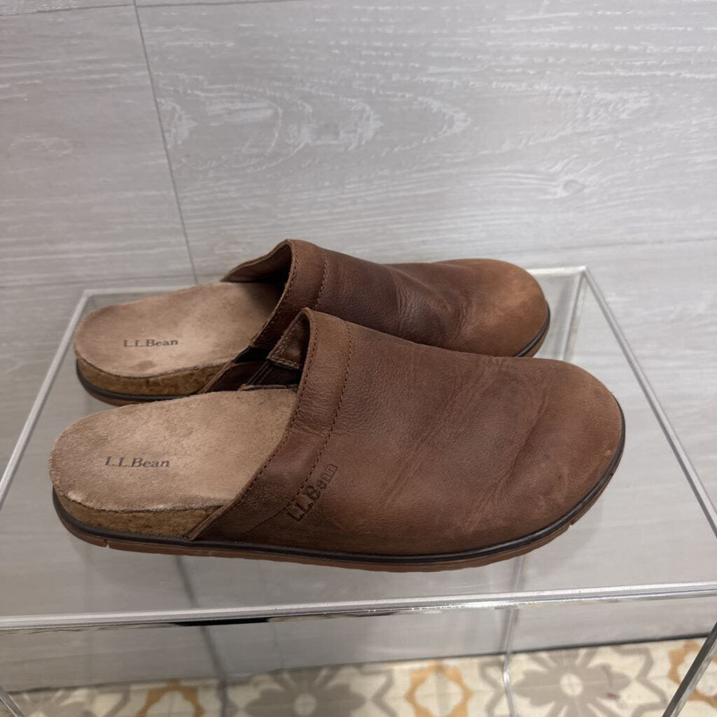 LL Bean Brown Leather Go Anywhere Clogs 9