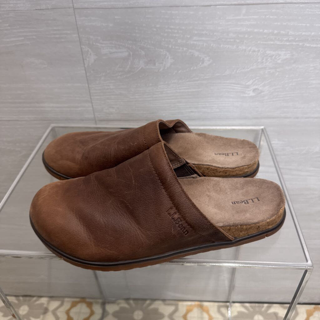 LL Bean Brown Leather Go Anywhere Clogs 9