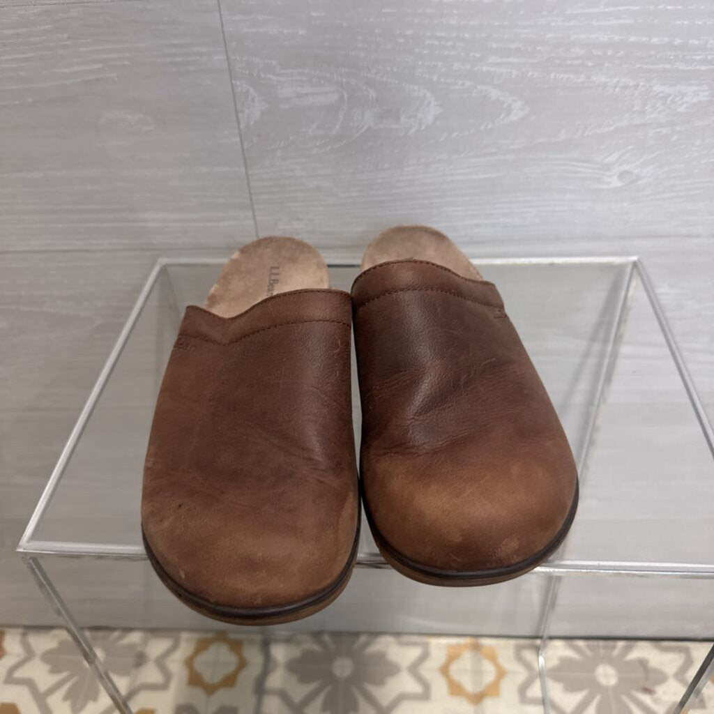 LL Bean Brown Leather Go Anywhere Clogs 9
