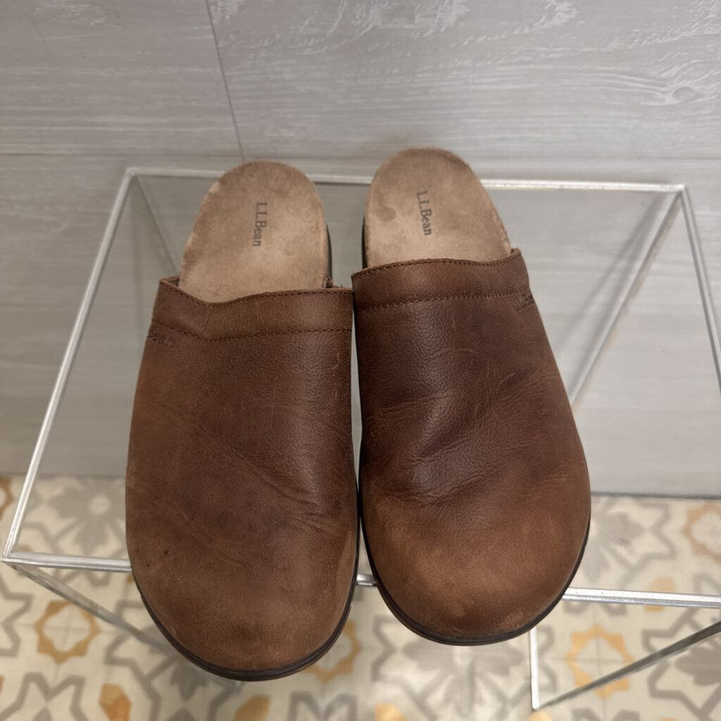 LL Bean Brown Leather Go Anywhere Clogs 9