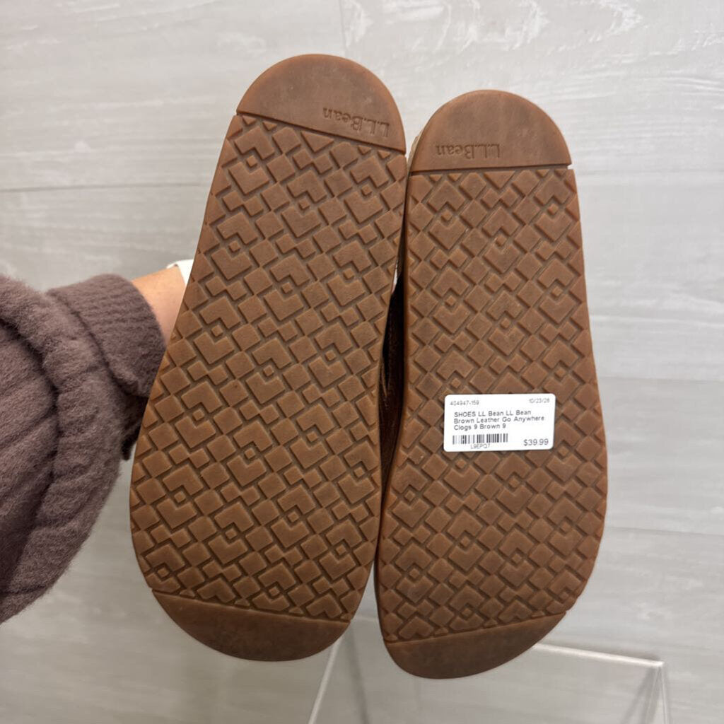 LL Bean Brown Leather Go Anywhere Clogs 9