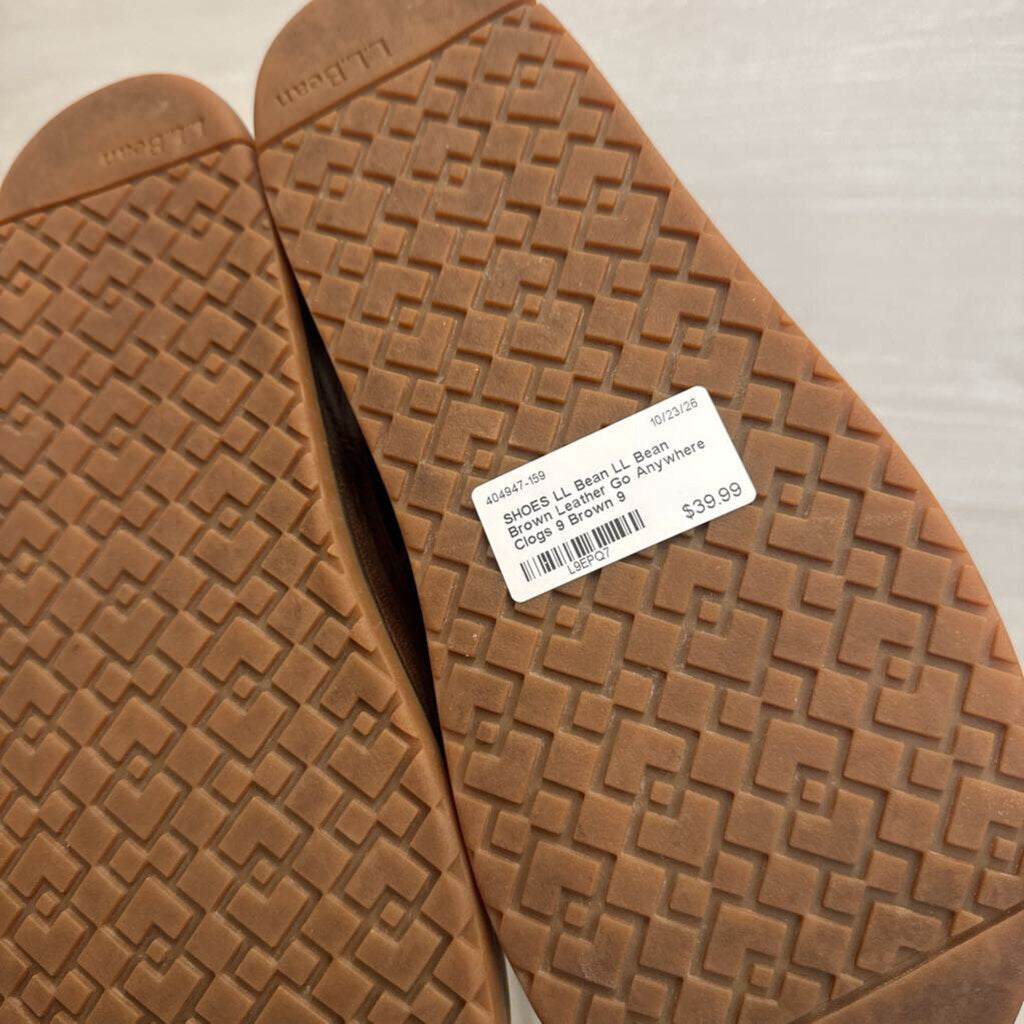 LL Bean Brown Leather Go Anywhere Clogs 9