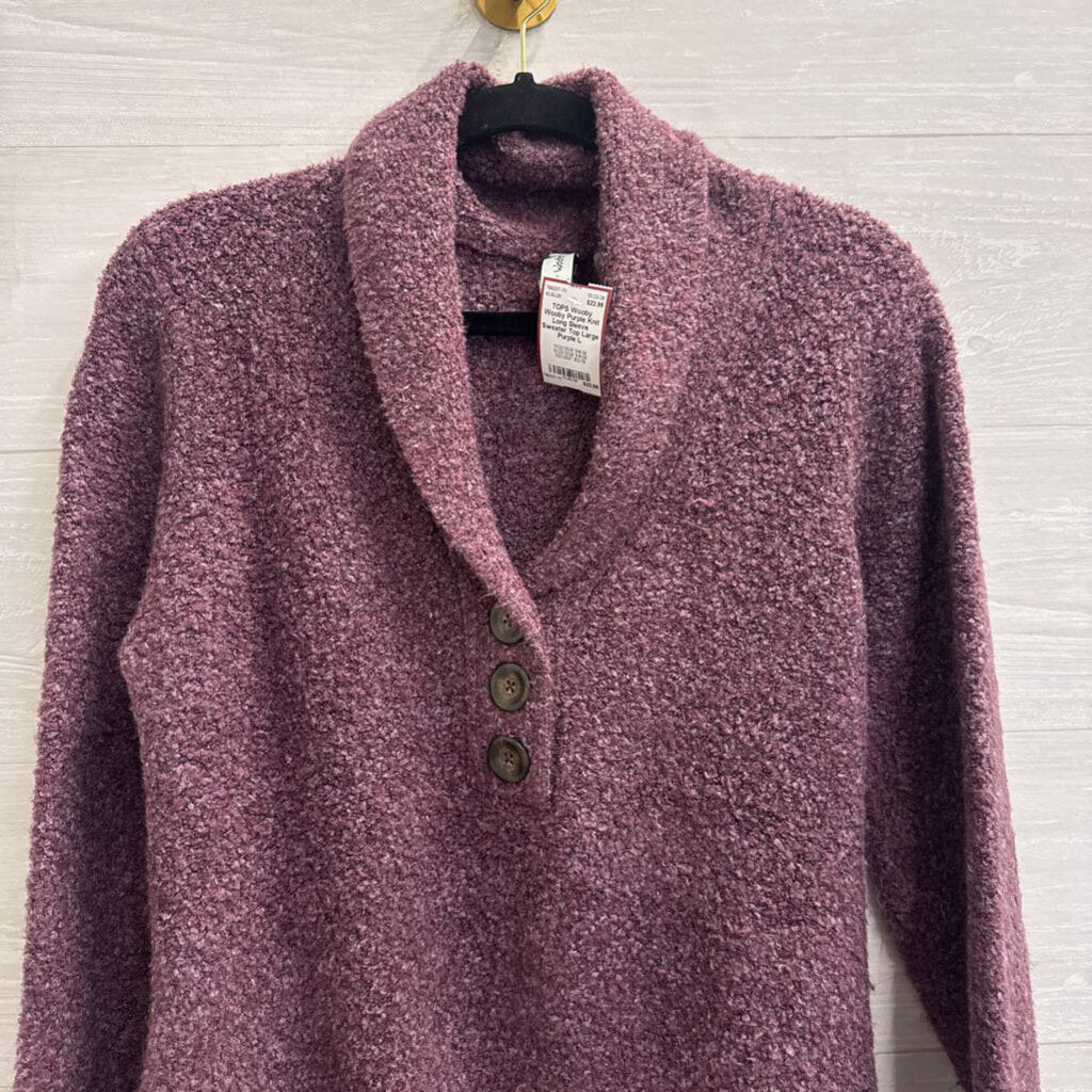 Wooby Purple Knit Long Sleeve Sweater Top Large