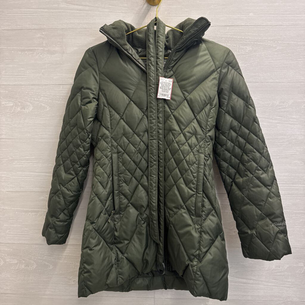 Eddie Bauer Green Diamond Quilted Puffer Jacket Extra Small Petite