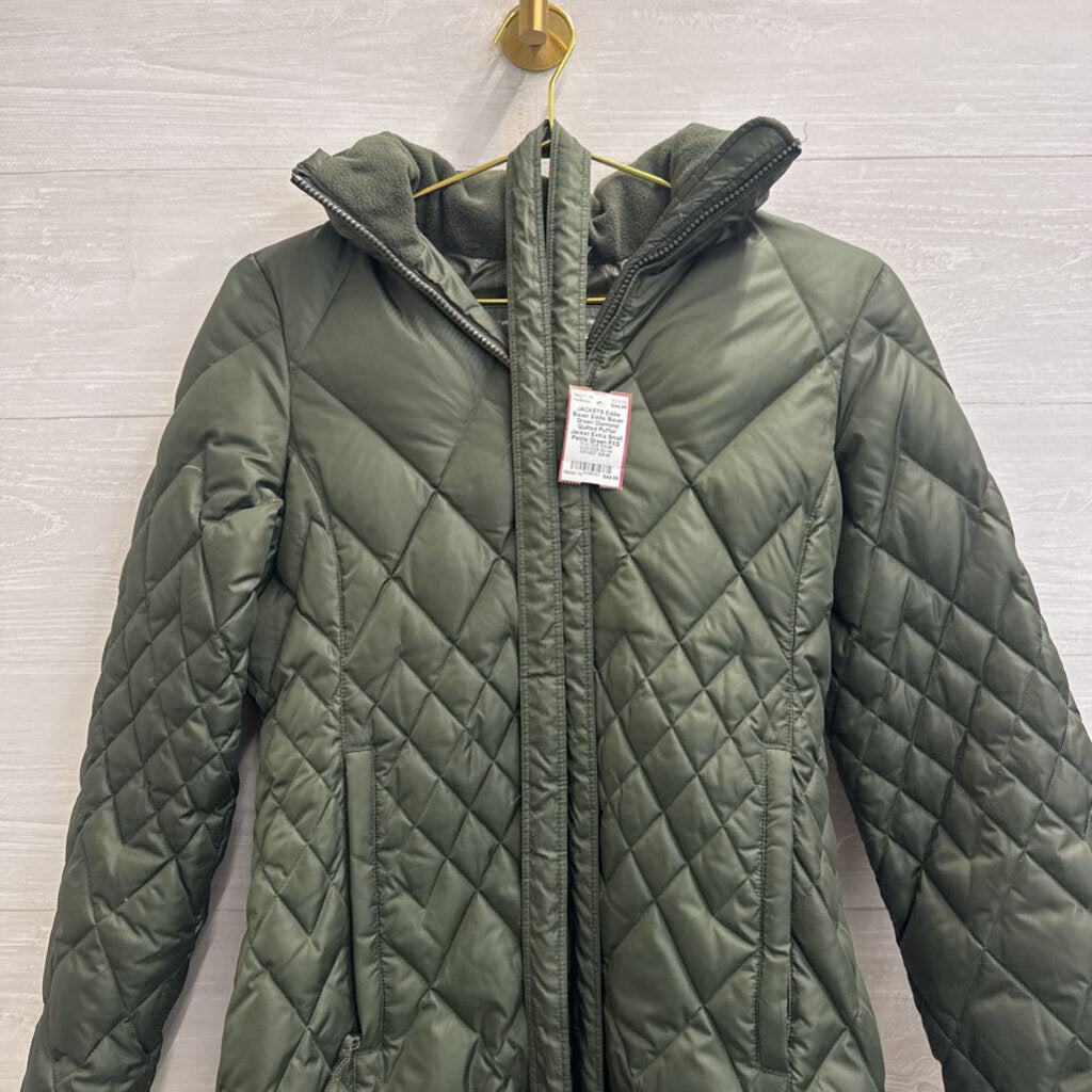 Eddie Bauer Green Diamond Quilted Puffer Jacket Extra Small Petite