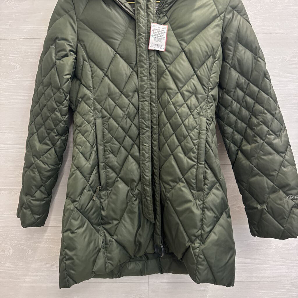 Eddie Bauer Green Diamond Quilted Puffer Jacket Extra Small Petite