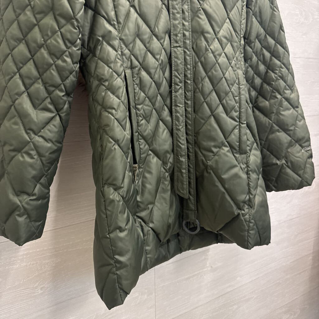 Eddie Bauer Green Diamond Quilted Puffer Jacket Extra Small Petite
