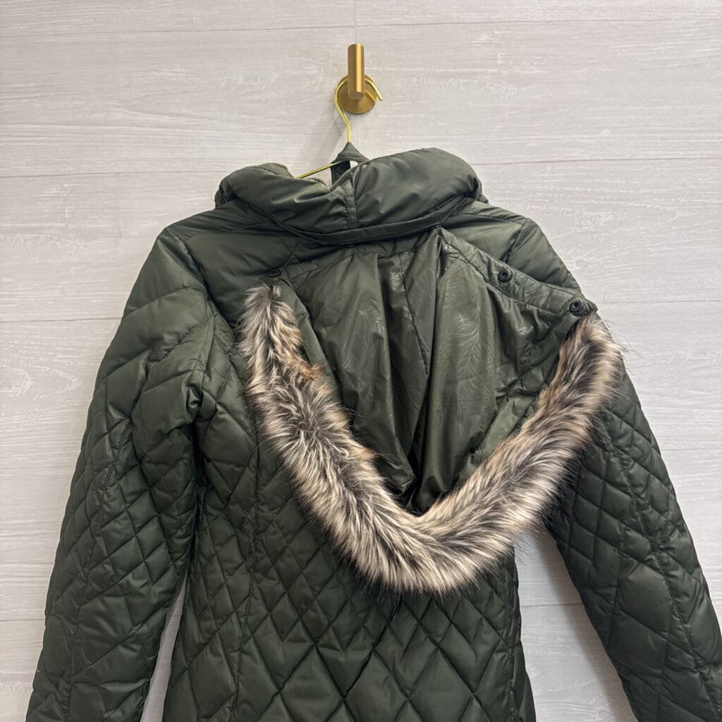Eddie Bauer Green Diamond Quilted Puffer Jacket Extra Small Petite