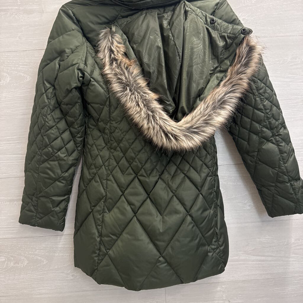 Eddie Bauer Green Diamond Quilted Puffer Jacket Extra Small Petite