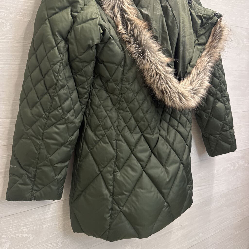 Eddie Bauer Green Diamond Quilted Puffer Jacket Extra Small Petite
