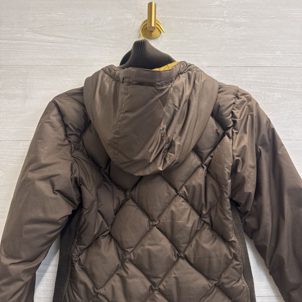 Eddie Bauer Bauer Down Brown Quilted Down Hooded Bomber Jacket Medium
