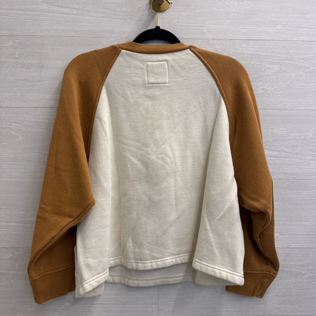 MWL Cream/ Brown Henley Long Sleeve Top Medium