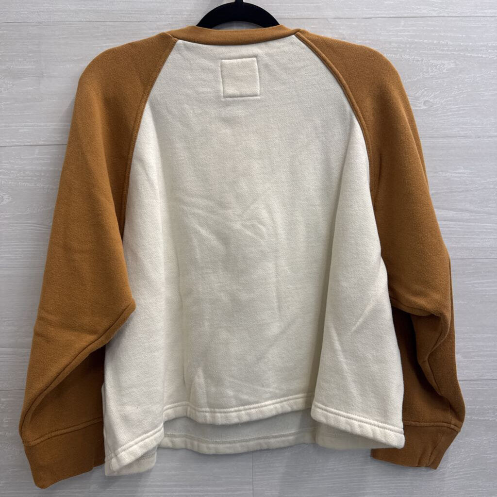 MWL Cream/ Brown Henley Long Sleeve Top Medium