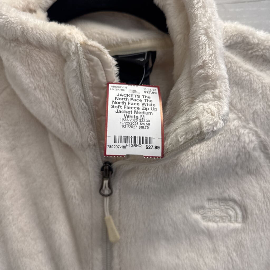 The North Face White Soft Fleece Zip Up Jacket Medium