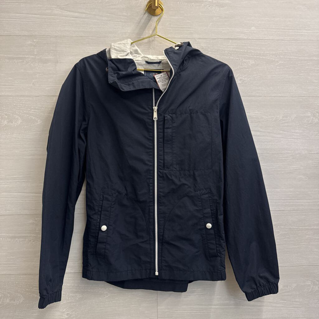 J Crew Navy Lightweight Hooded Zip Up Jacket Small