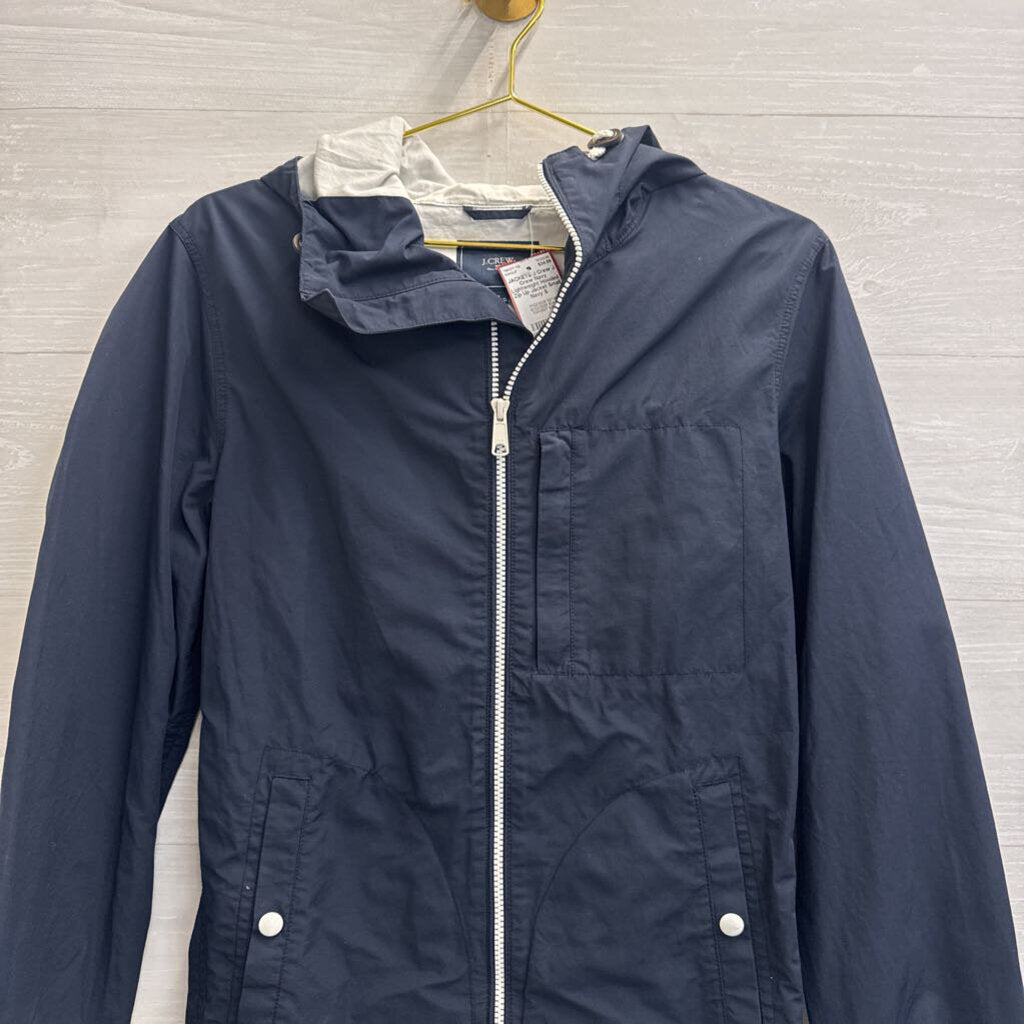 J Crew Navy Lightweight Hooded Zip Up Jacket Small