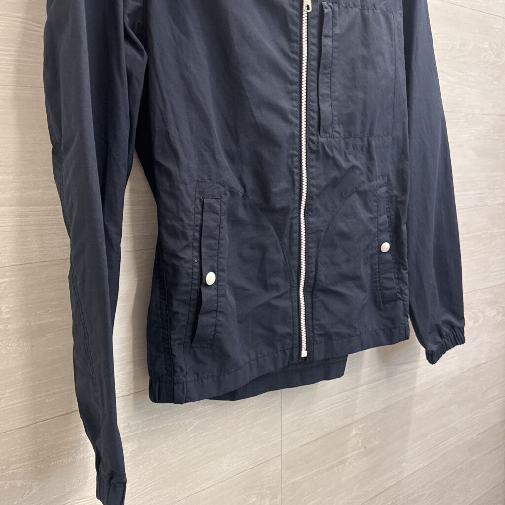 J Crew Navy Lightweight Hooded Zip Up Jacket Small