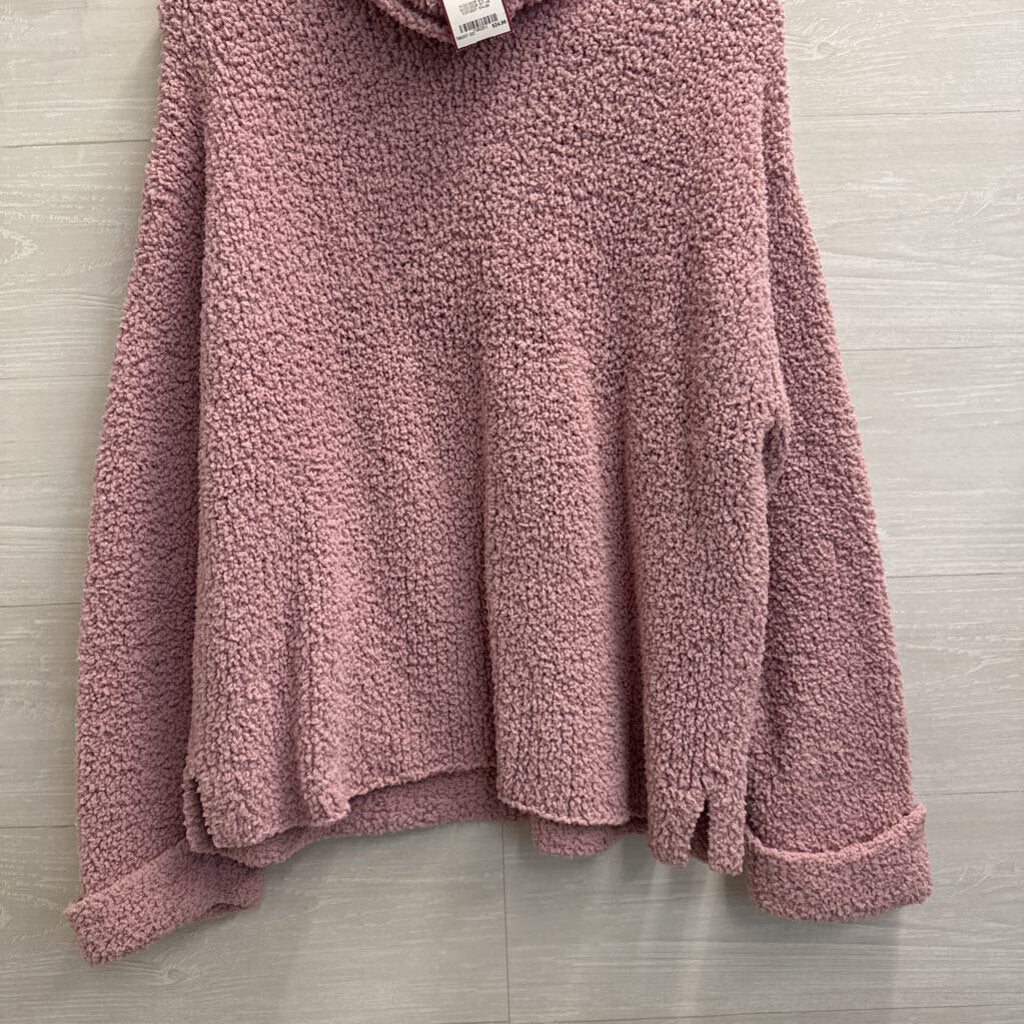 J Jill Purple Textured Sherpa Turtleneck Sweater Medium