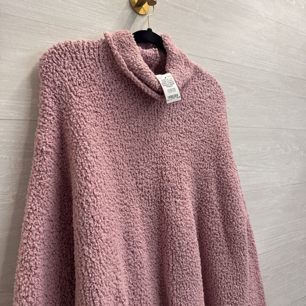 J Jill Purple Textured Sherpa Turtleneck Sweater Medium