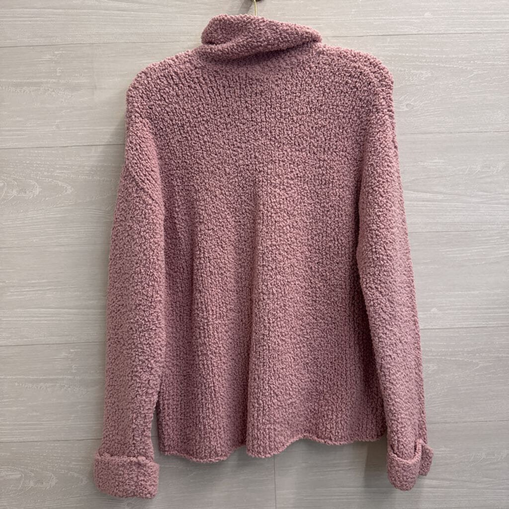 J Jill Purple Textured Sherpa Turtleneck Sweater Medium