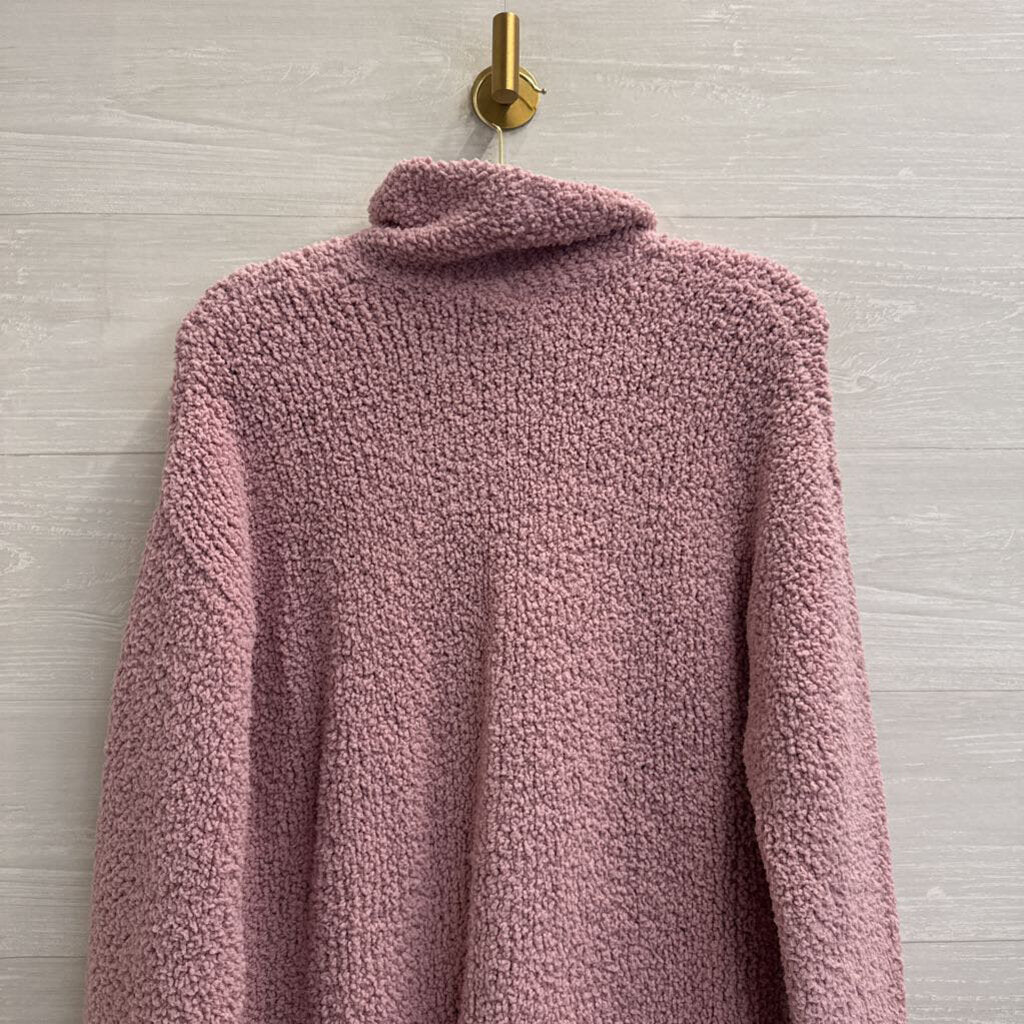 J Jill Purple Textured Sherpa Turtleneck Sweater Medium