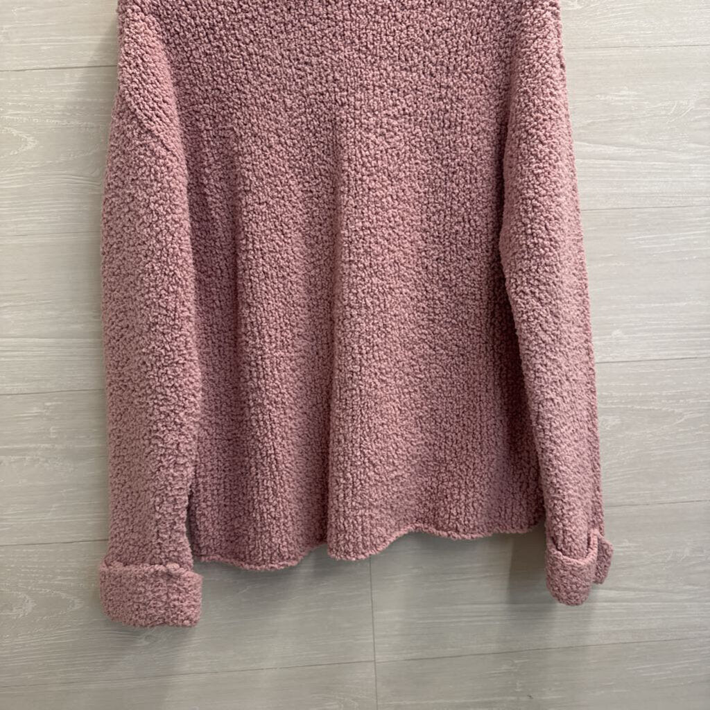 J Jill Purple Textured Sherpa Turtleneck Sweater Medium