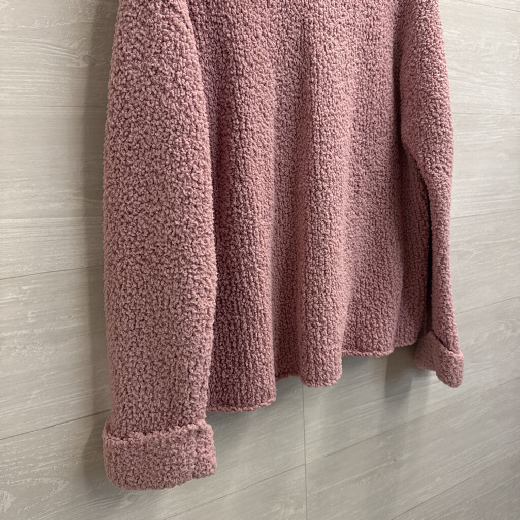 J Jill Purple Textured Sherpa Turtleneck Sweater Medium