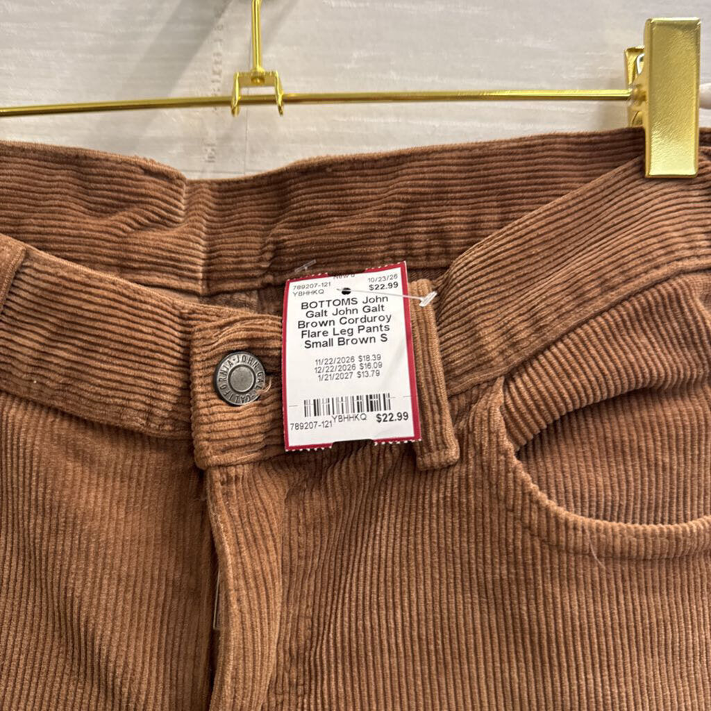 John Galt Brown Corduroy Flare Leg Pants Small