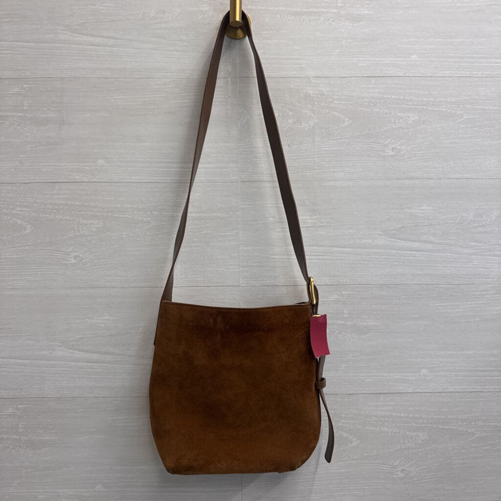 Quince Brown Suede Claire Bucket Crossbody Purse