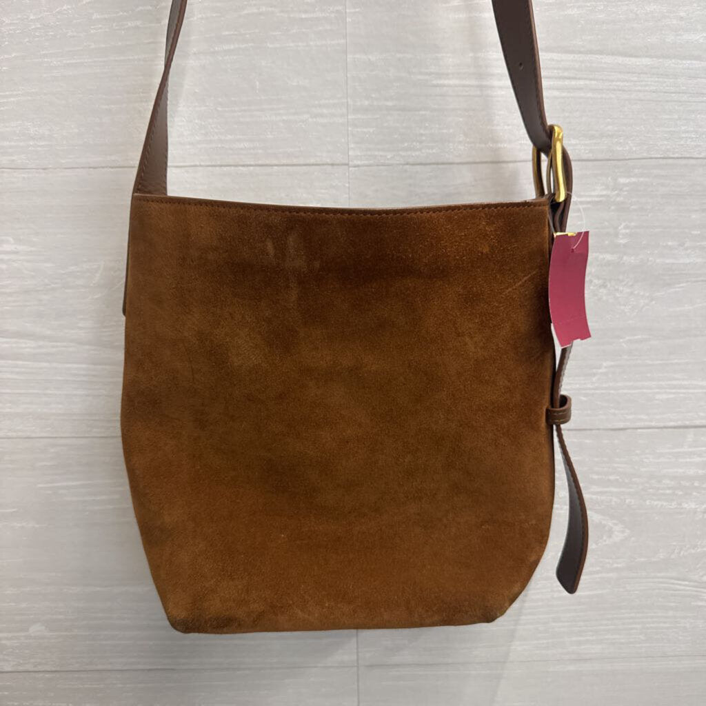 Quince Brown Suede Claire Bucket Crossbody Purse
