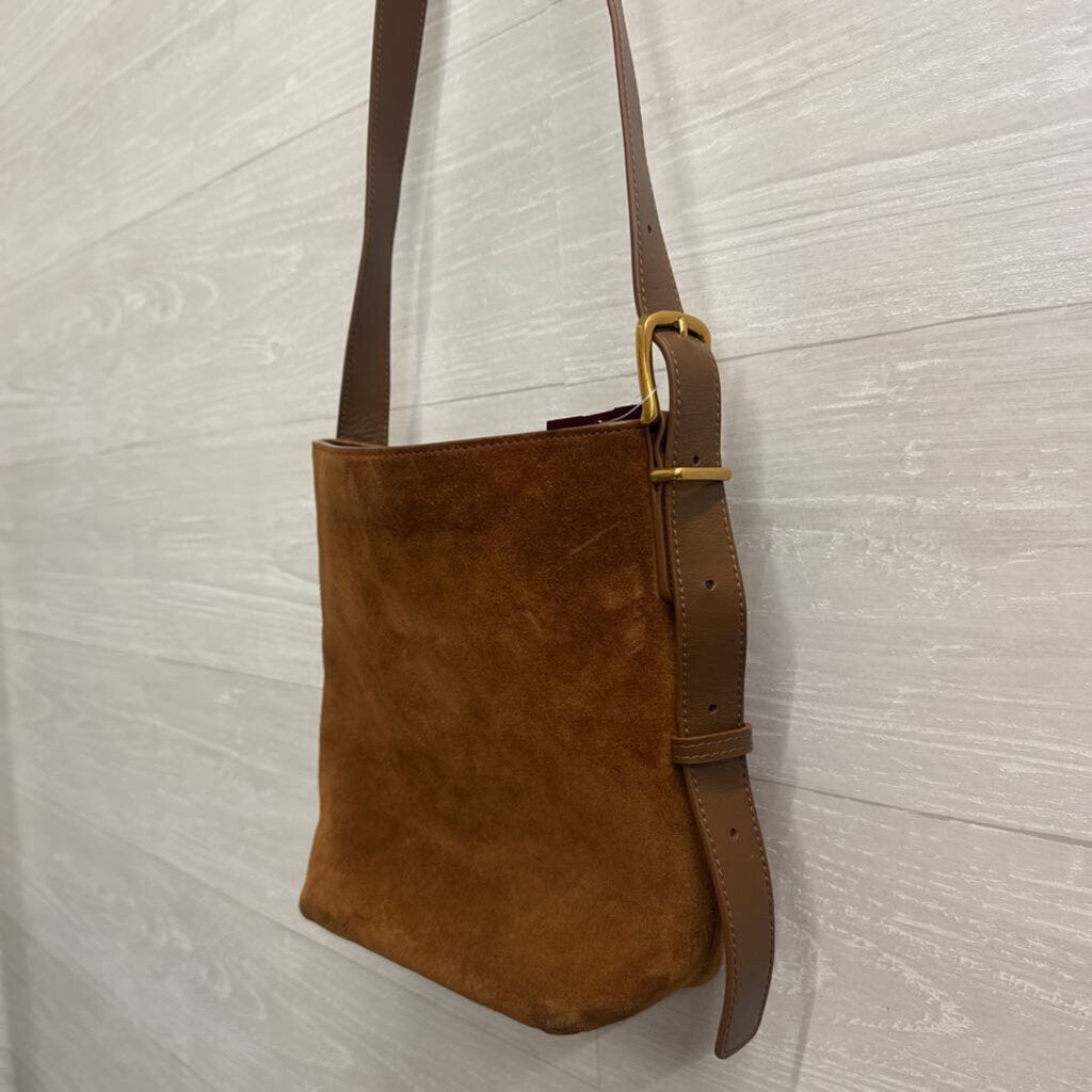 Quince Brown Suede Claire Bucket Crossbody Purse