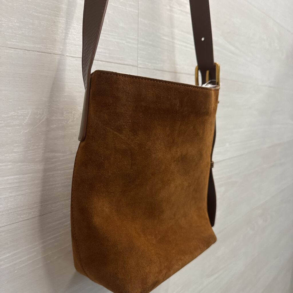 Quince Brown Suede Claire Bucket Crossbody Purse