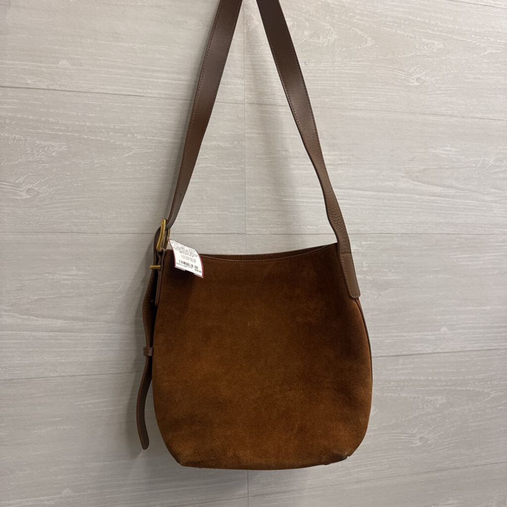 Quince Brown Suede Claire Bucket Crossbody Purse