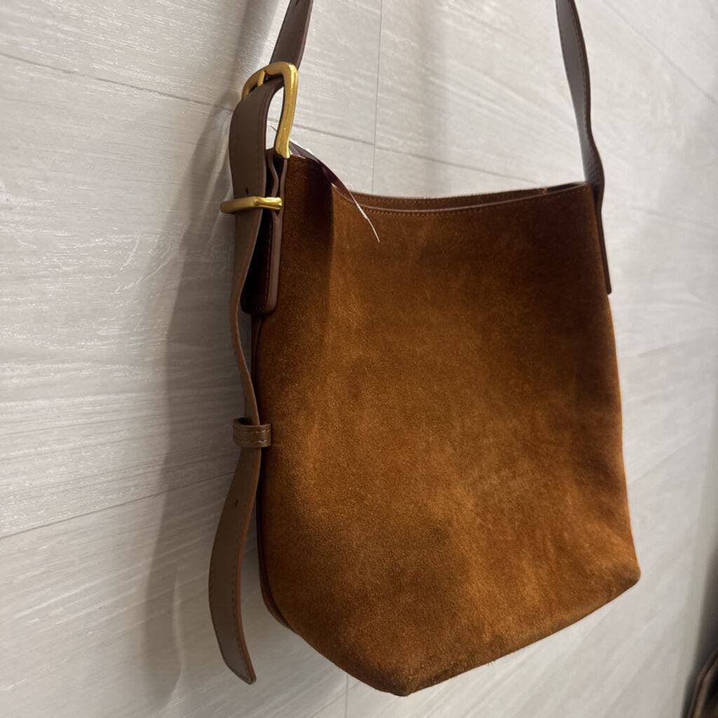Quince Brown Suede Claire Bucket Crossbody Purse