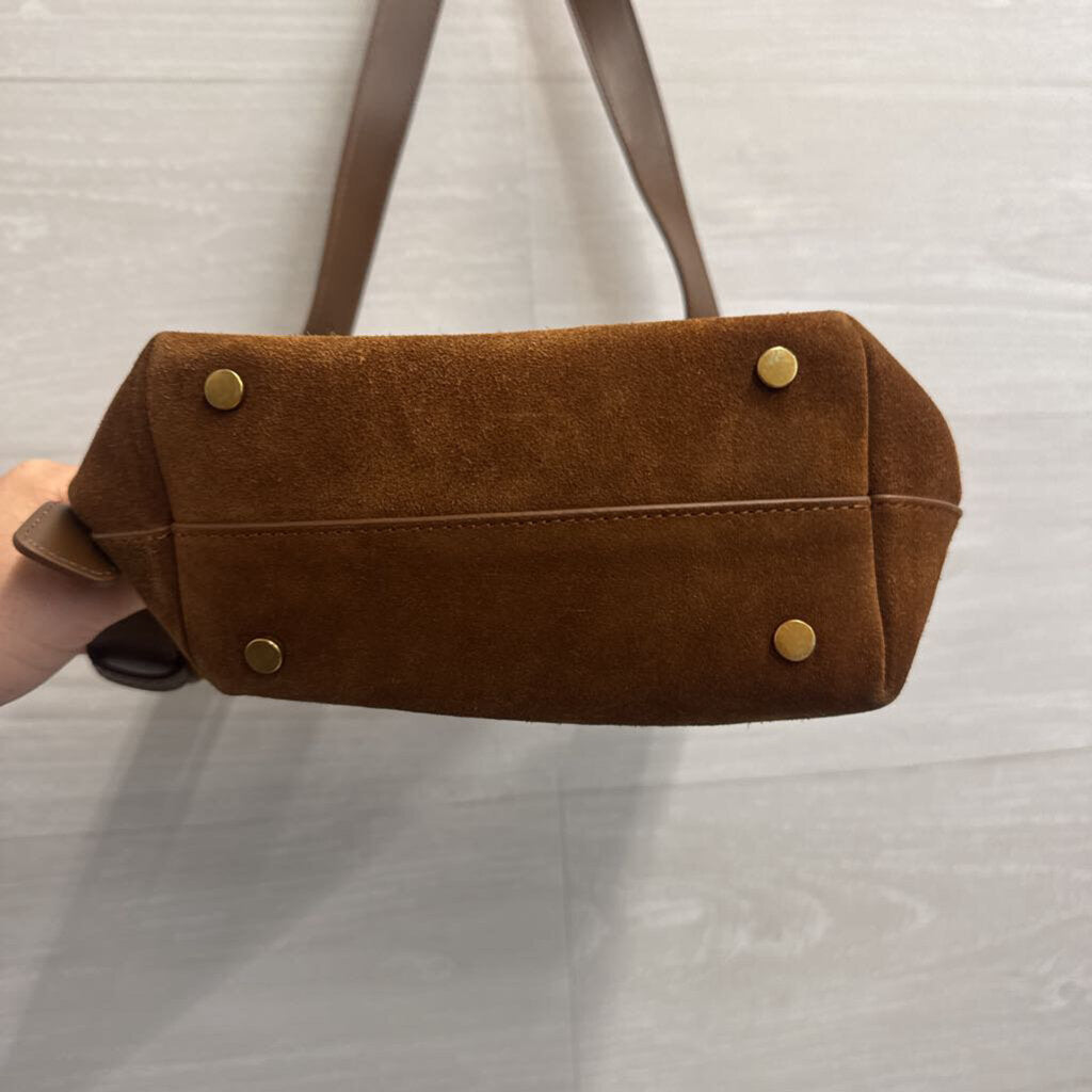 Quince Brown Suede Claire Bucket Crossbody Purse
