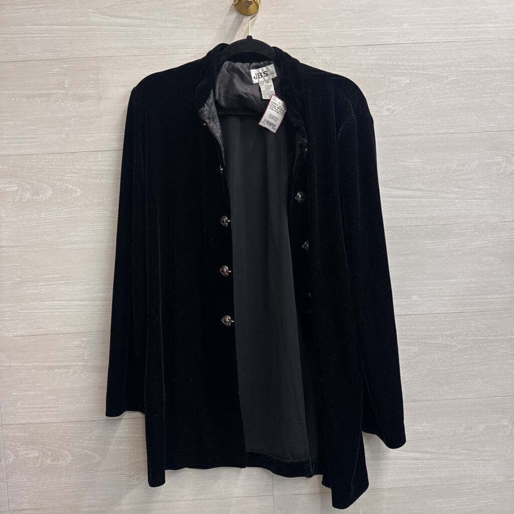 Vintage JBS Black Velvet Hook Closure Jacket 12