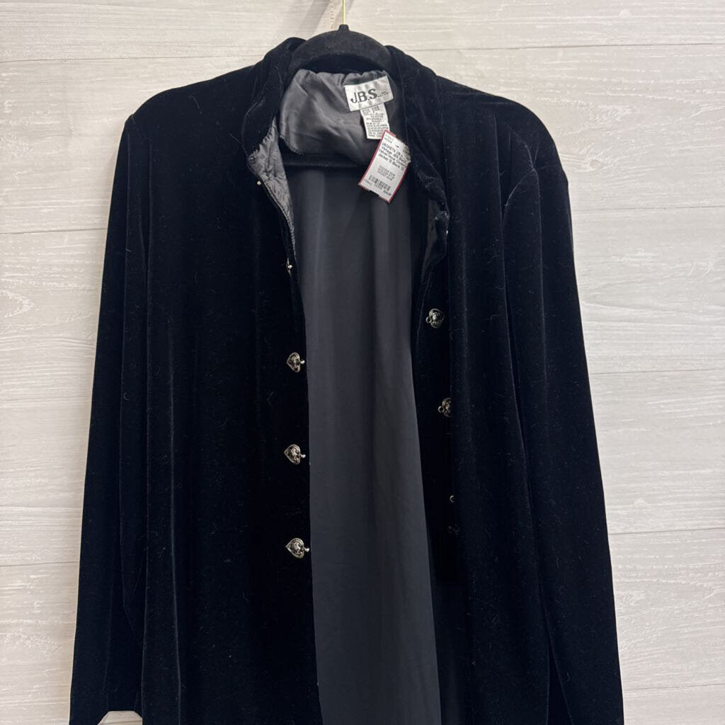 Vintage JBS Black Velvet Hook Closure Jacket 12