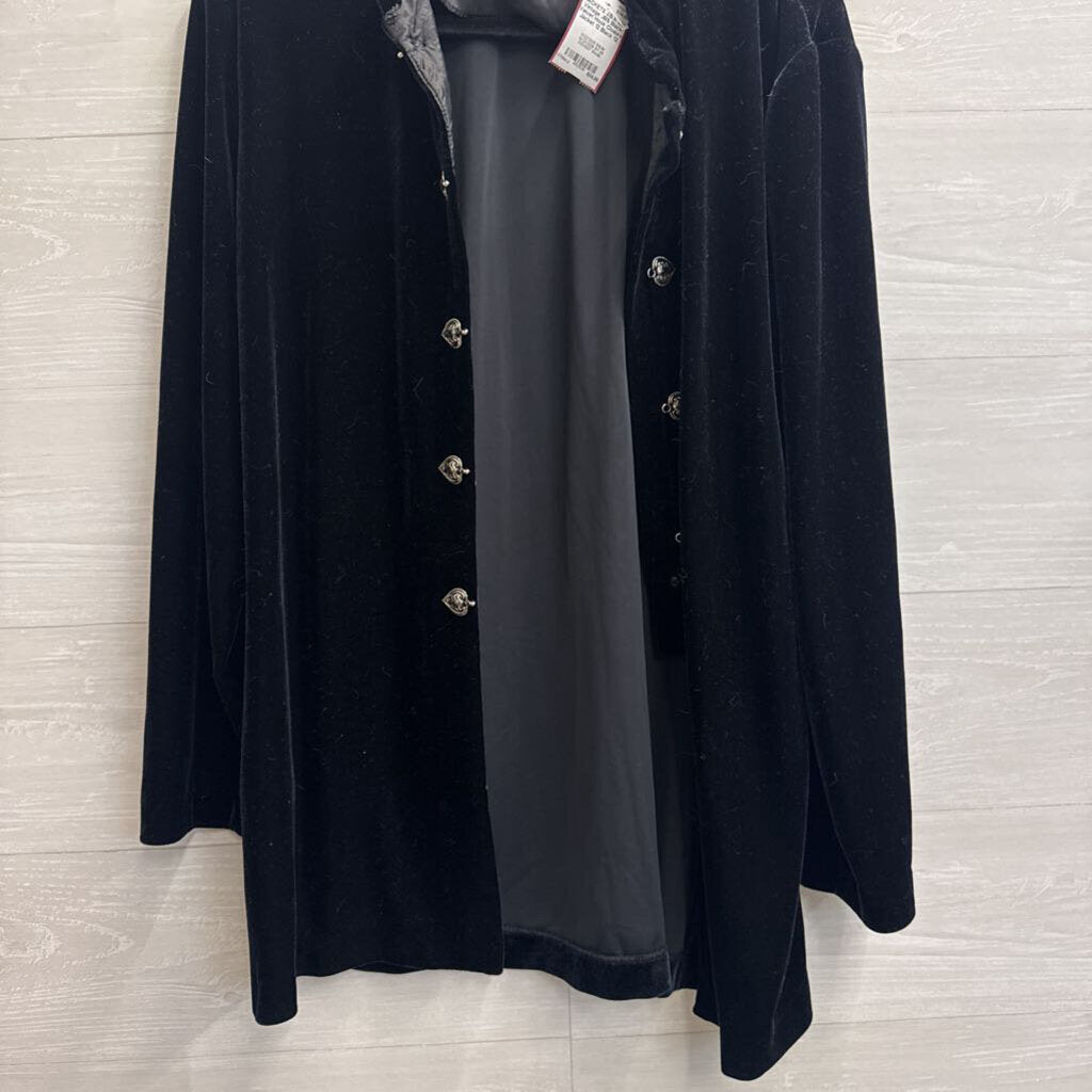 Vintage JBS Black Velvet Hook Closure Jacket 12